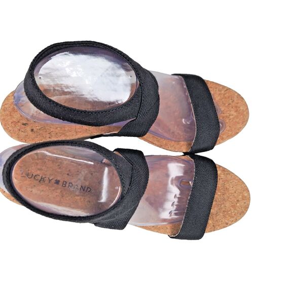 Lucky Brand Maxyne Platform Wedge Sandals Size 9.5 Slingback Cork Heel 12600 - Picture 7 of 10